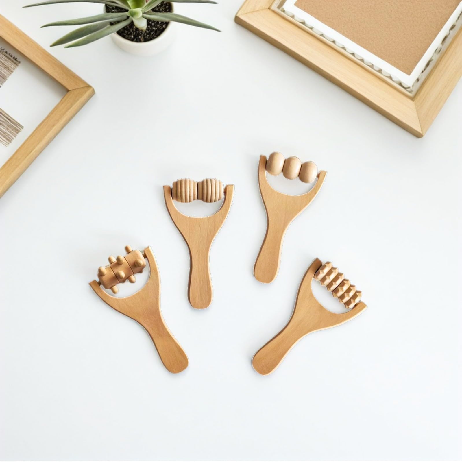 8 piezas Rodillo Masajeador de Madera para Espalda Cuello Pies y Brazos Diseño Ergonómico Portátil Herramienta Duradera para Acupresión y Relajación Muscular