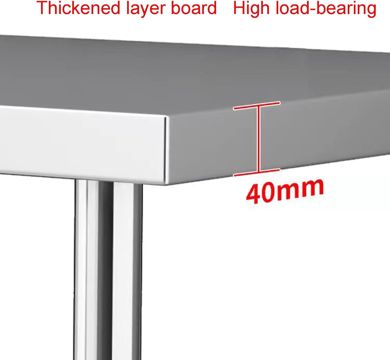 Single-Layer Stainless Steel Work Table Open Storage Rack Easy-to-Clean Commercial Preparation Workbench Adjustable Legs Packing Station