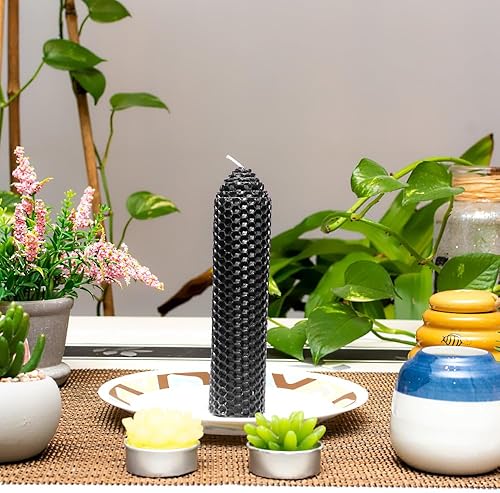Miniatura 5 de Velas de pilar de cera de abeja 100% natural (6 x 1.25-1.5 pulgadas). Candelabro sin perfume con patrón de panal para decoración de centro de mesa.