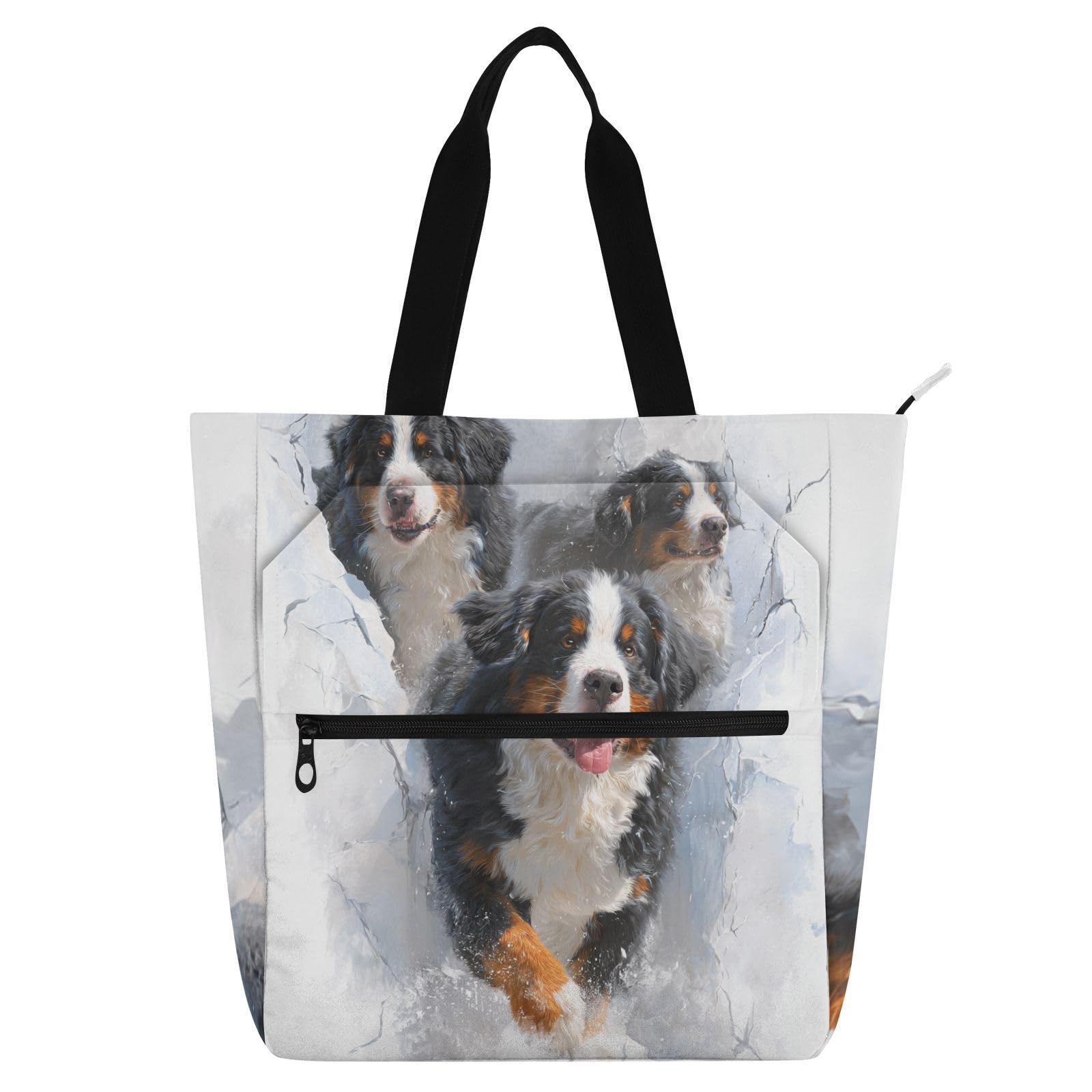 Bolsa escolar de perro de montaña 3D: bolsa de tela con bolsillos para compras 8