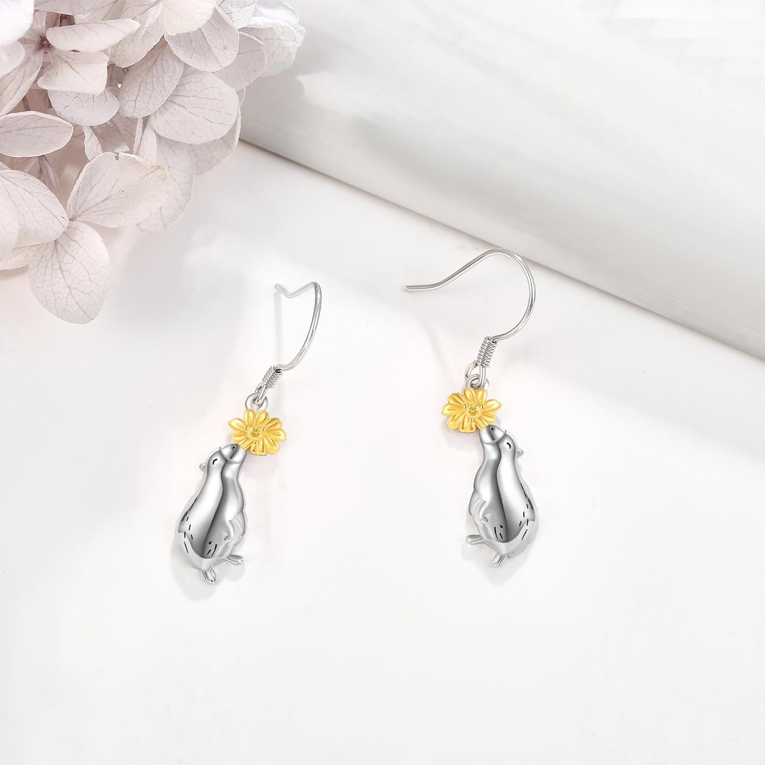 Sterling Silver Horseshoe/Dragonfly/Sport/Mermaid Dangle Drop Earrings Animal Jewelry for Women - Image 2