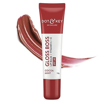 Dot & Key Cocoa Lip Balm with Shea Butter for Naturally Glowing and Hydrated Lips | With SPF 30 for Sun Protection + Vitamin C + E | Lipbalm for Dry & Dark Lips to Lighten | For Women | 12gm