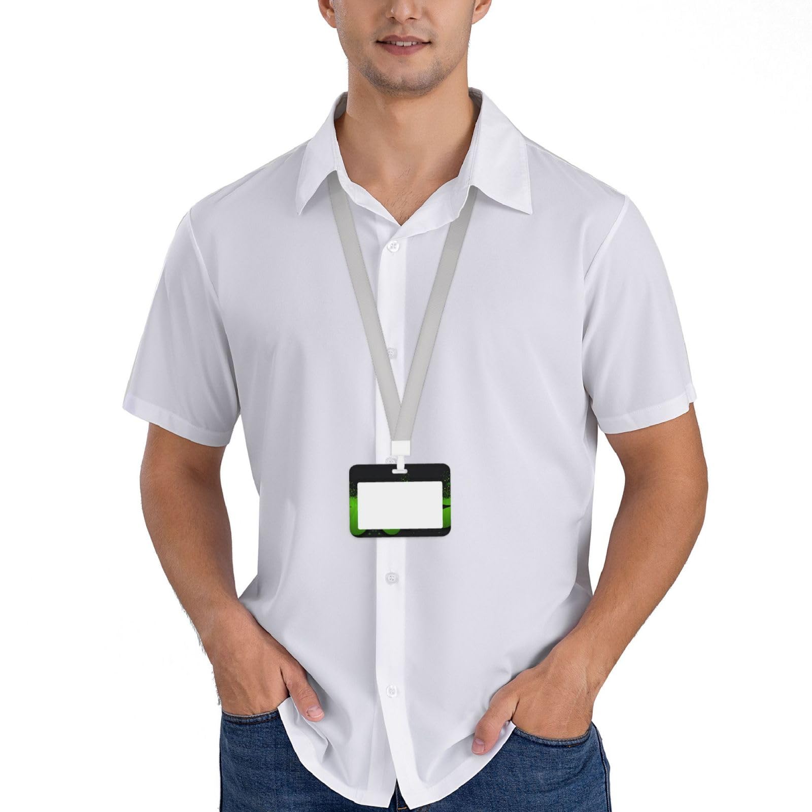 Porte-badge en forme de trèfle à fond noir étanche et résistant en plastique ABS transparent refermable