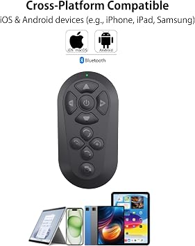 Wireless Remote Controller for iOS/Android Bluetooth Remote Control for TikTok Scrolling/Camera/Video Recording/Kindle App (Black)