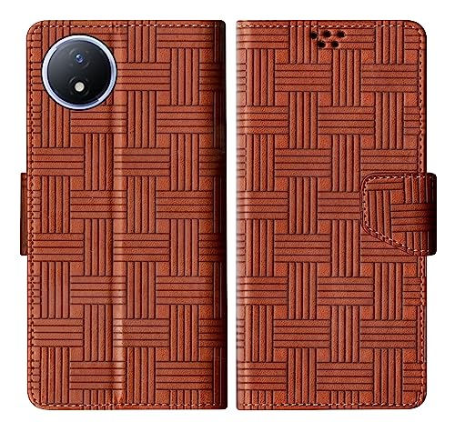 Image of SBMS Flip Cover Back Case Cover for Vivo Y02 with Magnatic Closure | Inbuilt Stand | Card & Money Pocket (Mat Tan)