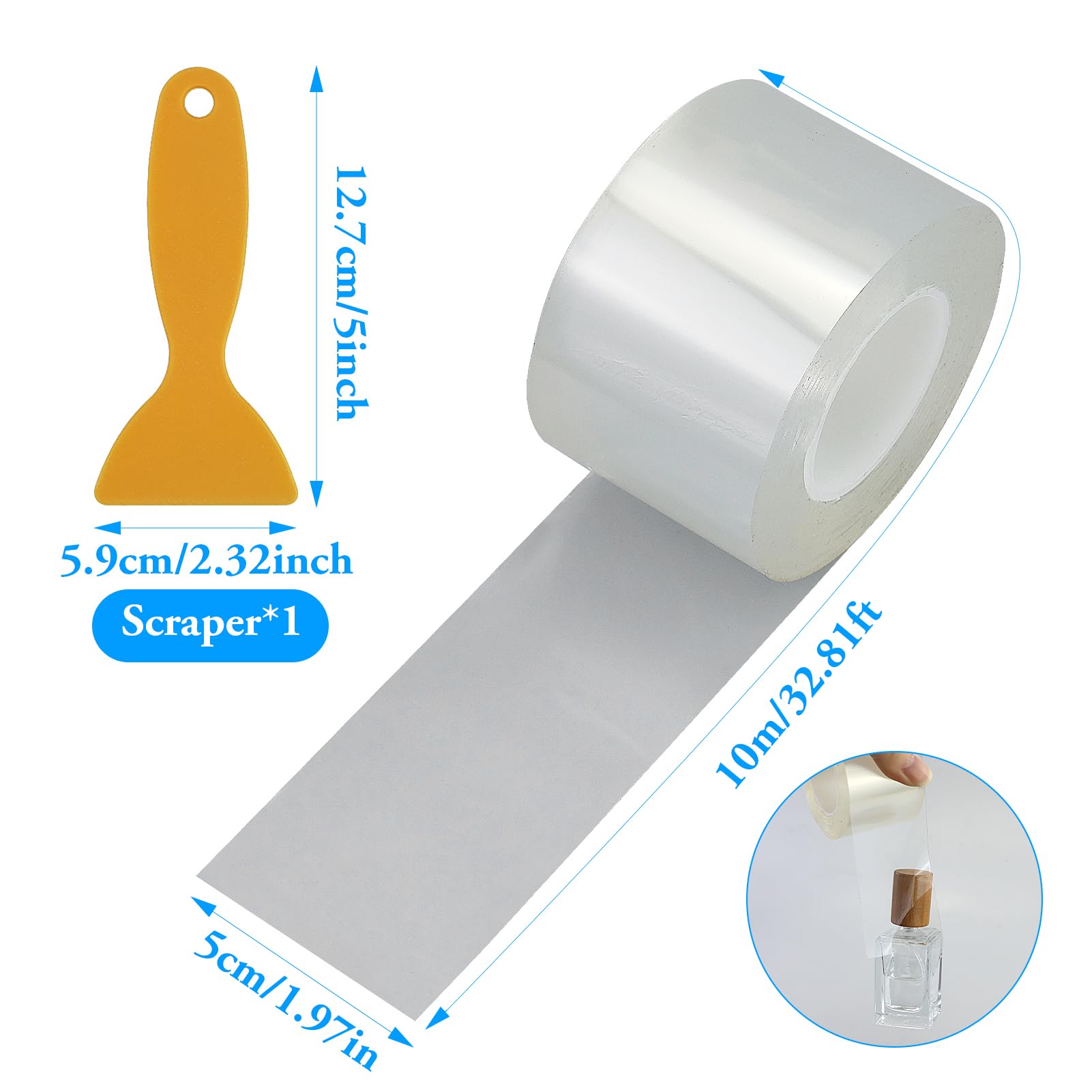 Nastro sigillante autoadesivo per porte e finestre, strisce di tenuta per porte, 5 cm x 10 m, impermeabile, trasparente, resistente alle intemperie, per interni e esterni, antivento, paraspifferi per