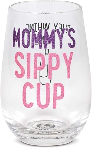 Enesco Our Name is Mud Mommy's Sippy Cup Copa de vino sin tallo, 16 onzas, transparente