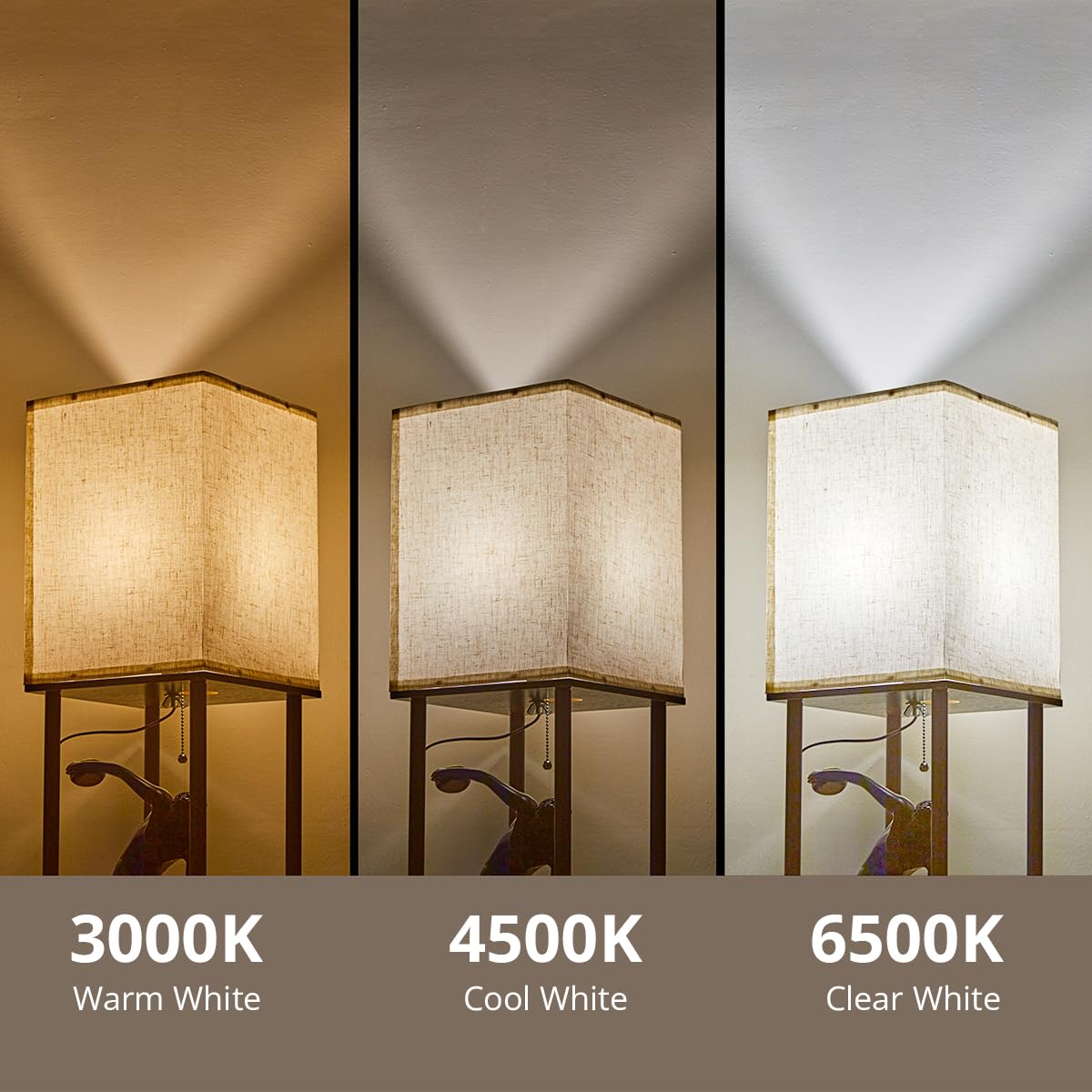 IPARTS EXPERT Lampadaire sur Pied Étagère LED 3 Temp. Vintage | Bibliothèque sur pied moderne avec ampoule E27, pour chambre, salon et coin canapé