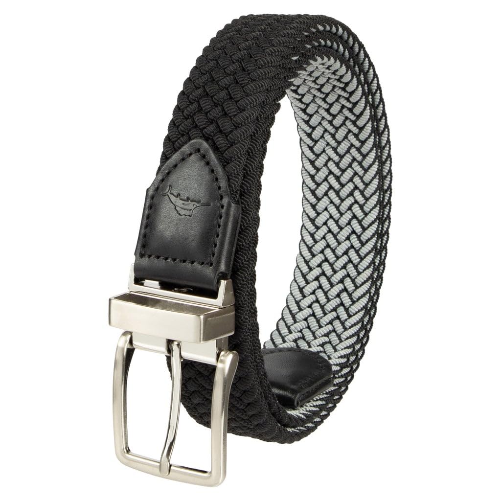 Men's Stretch Braided Reversible Belt, Adjustable Two-in-One Casual Belt