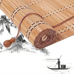 Persianas Enrollables Amazon Estores de Bambú Natural para Exteriores/Interiores, Persianas Enrollables para Ventana Tipo Gancho, Decoración Retro, W50xH60cm/20x24in