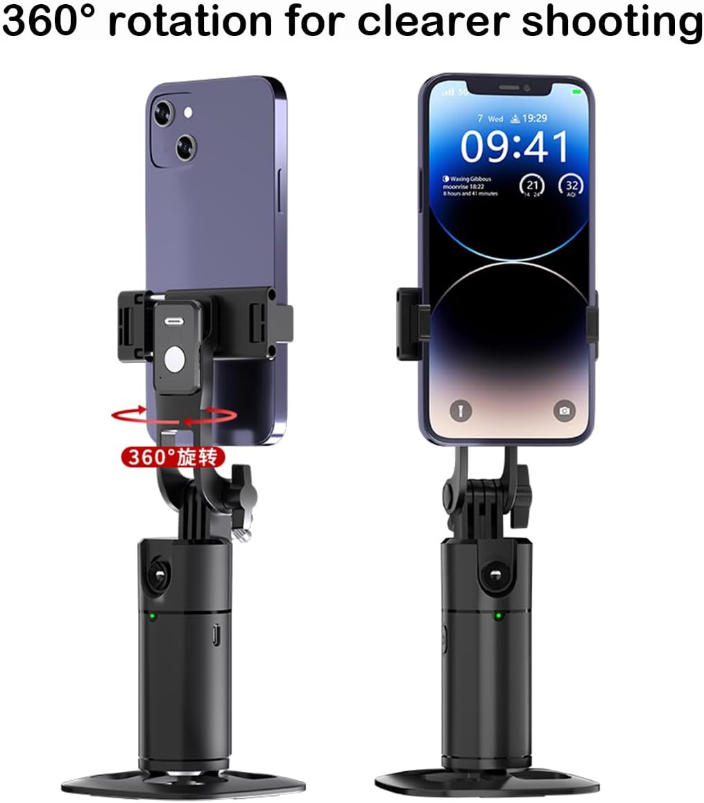 SEASHIMMER AI-Powered 360° Face Tracking Phone Holder, App-Free Smart Camera Mount with Horizontal/Vertical Shooting, Rechargeable Long Battery Life - Compact & Portable