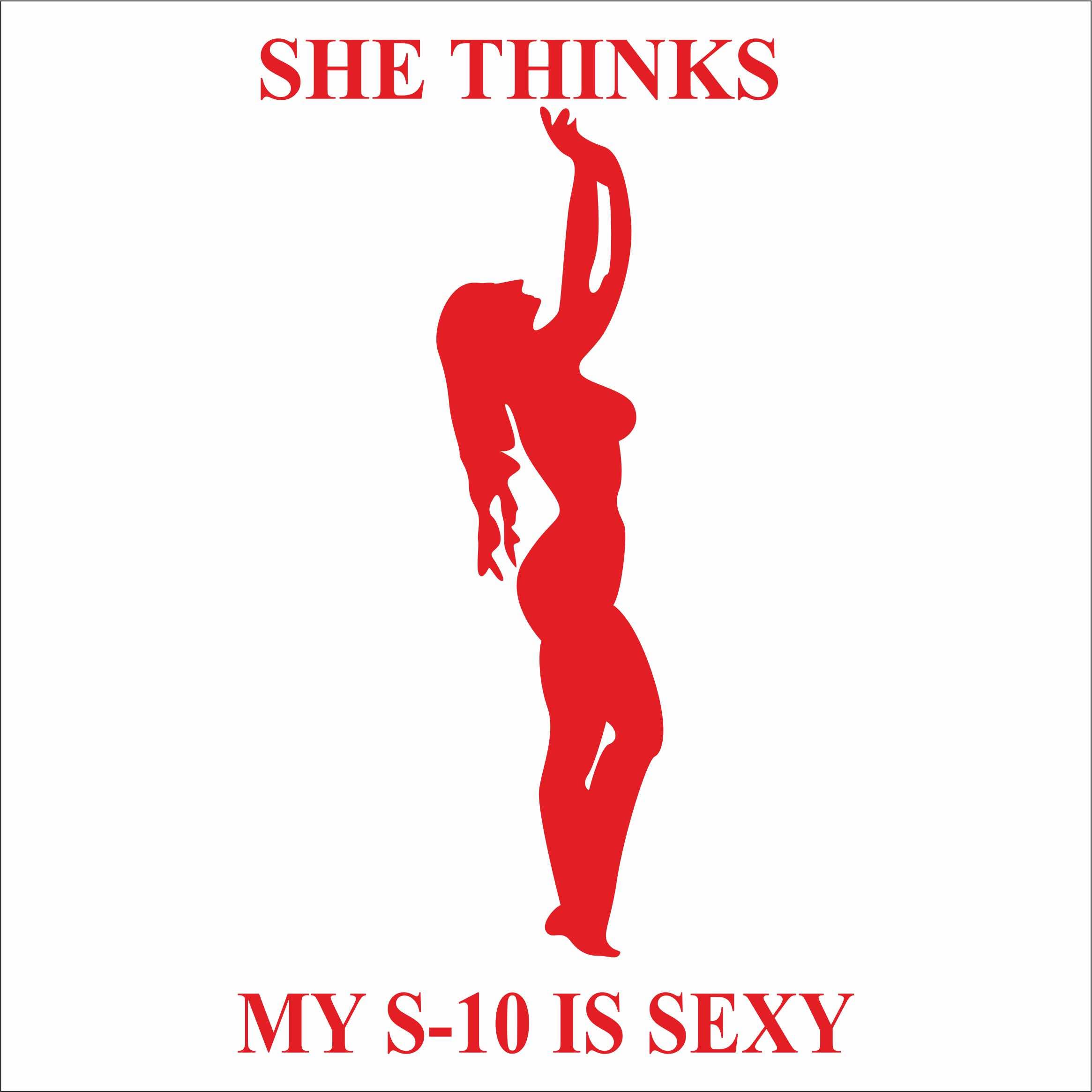 INDIGOS UG Car Sticker - Bumper - Decal - JDM - Die Cut - She Thinks My S10 is Sexy Chevy Fenster Sticker - red - 88mm x147mm