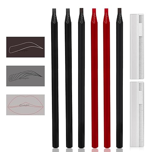 Miniatura 10 de Lápiz de mapeo de cejas Microblading rojo resistente al agua, núcleo duro, despegue permanente, maquillaje permanente, lápiz de tatuaje de labios