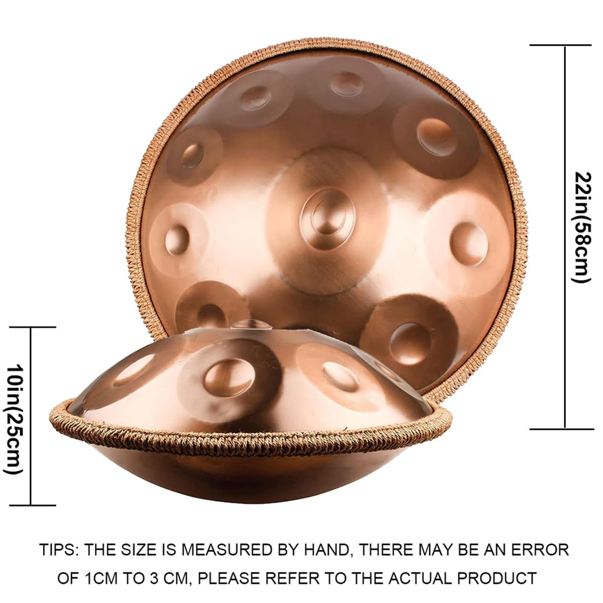Handpan tamburo 58cm 12 note 432 Hz/440 Hz tamburi in acciaio Hand pan strumenti a percussione con Soft Hand Pan Bag, 2 Bacchette e il Sopporto(Purple,432Hz)