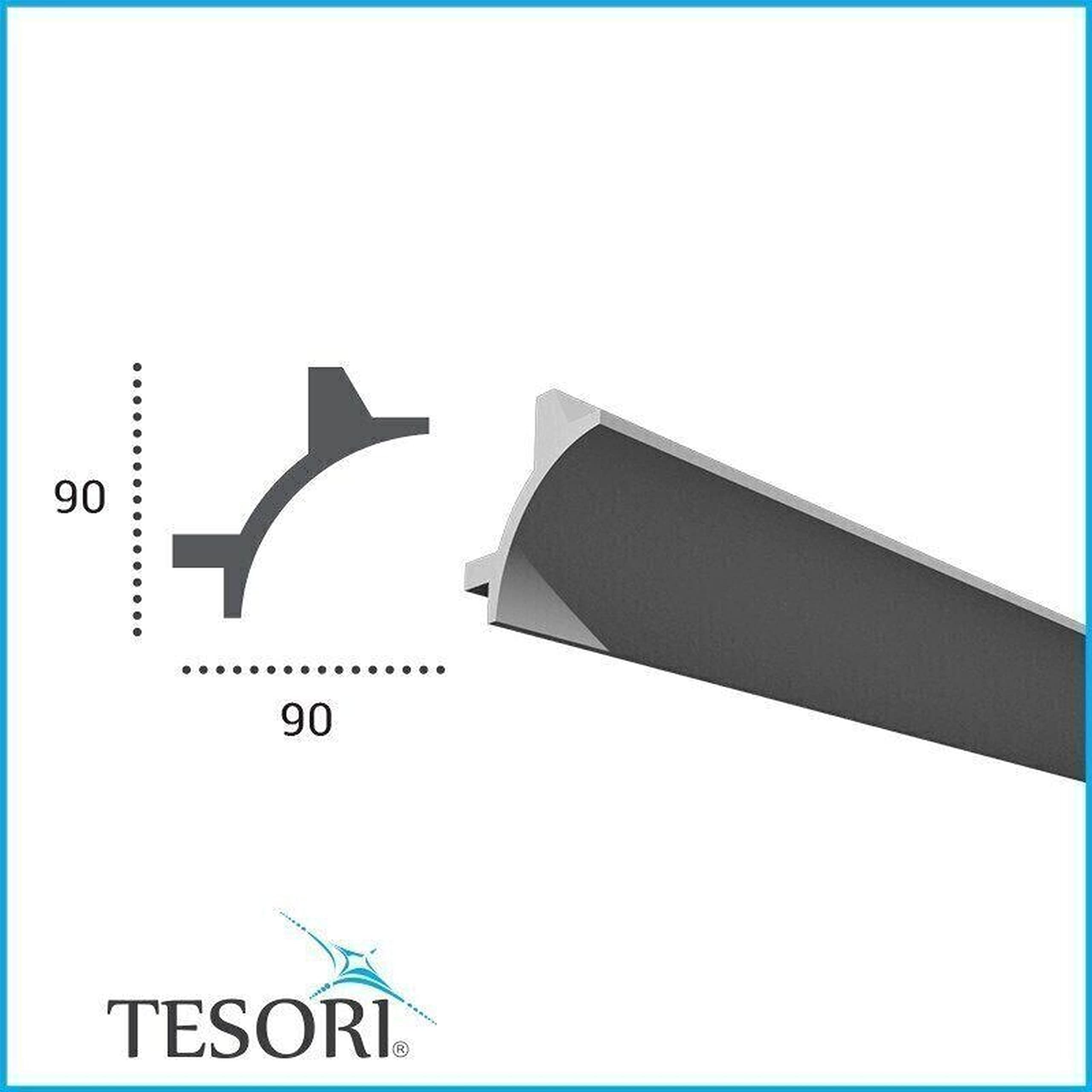 PROVISTON Barra luminosa | Poliuretano | 90 x 90 x 2000 mm | Bianco | Illuminazione indiretta | Illuminazione a LED