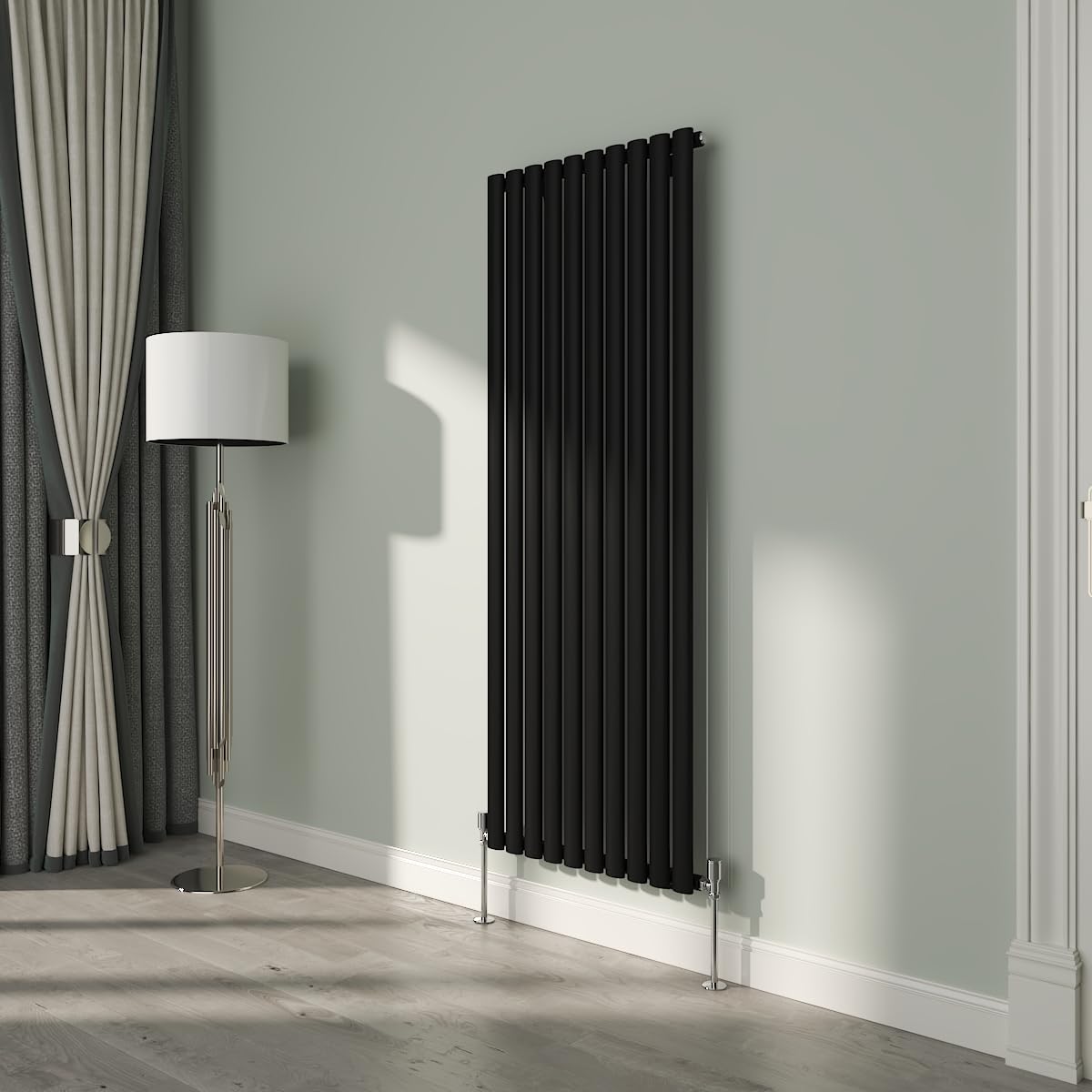 NRG Premium Black Oval Single Panel Designer Radiator 1600x590mm Central Heating — image 1
