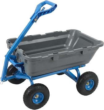 Sekey 1000lbs Garden Dump Cart for Seniors, Capacity Yard Wagon with Rubber Tires, Quick-Release Dumping & Easy-Maneuver Handle for Soil, Rocks, and Firewood, Gray