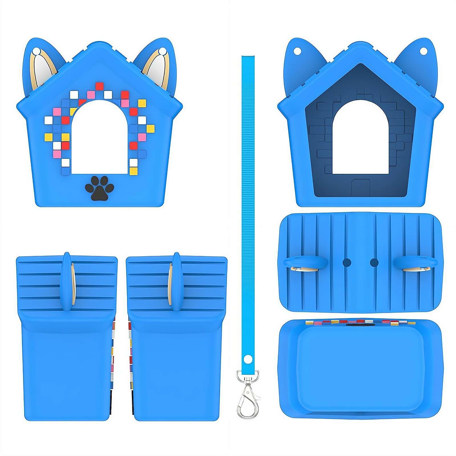 Silicone Case Compatible With Bitzee Doghouse – Shockproof Protective Cover With Lanyard, Dustproof & Washable Soft Skin for Interactive Digital Pet, Anti-drop Accessory (Blue)