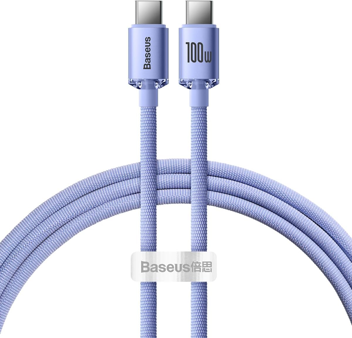 100W USB C To USB C Cable Fast Charge Nylon Braided Type-C Cable for iPhone 15, iPad Air, iPad, MacBook Pro, Samsung S23, Huawei (4ft) (Purple)
