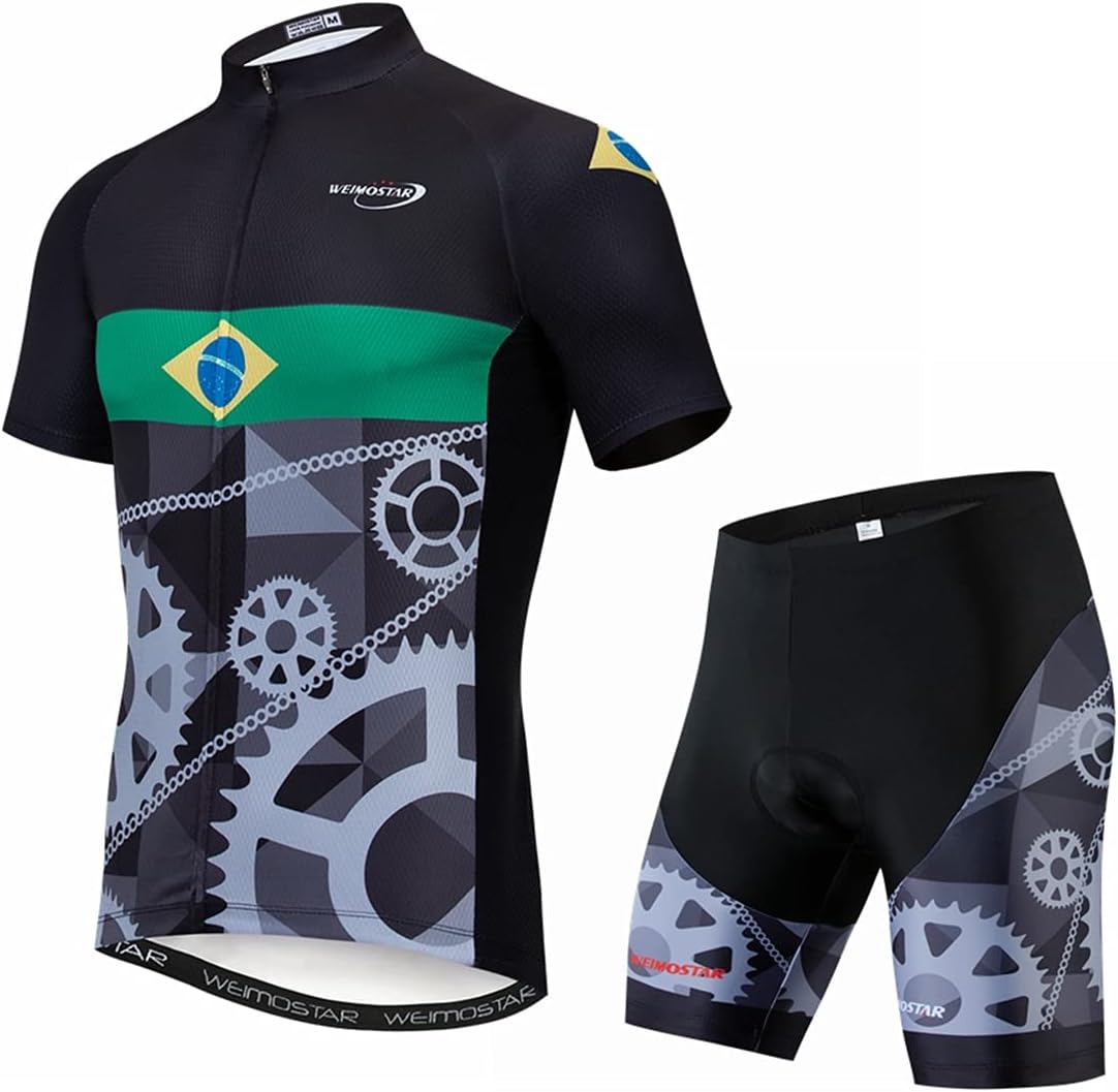 Men Cycling Jersey Set Summer Short Sleeve Mountain Bike Clothes MTB Jersey Bike Suits Quick Dry Breathable