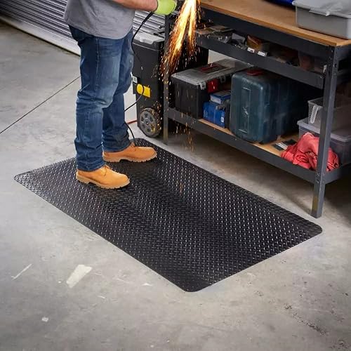 Miniatura 7 de Consolidated Plastics Alfombrilla antifatiga con placa de diamante resistente, base de esponja gruesa, soporte de pie para dolor de piernas y espalda