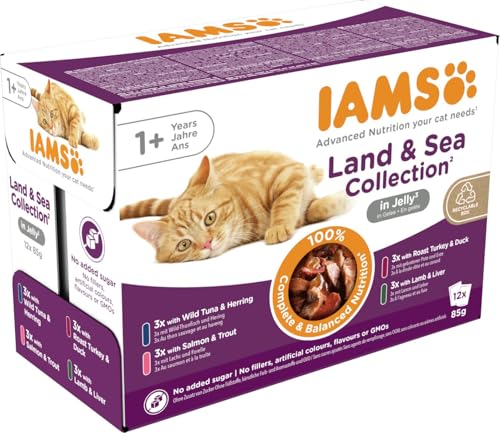 IAMS Delights Land & Sea Collection Katzenfutter Nass in Gelee, 12 x 85 g