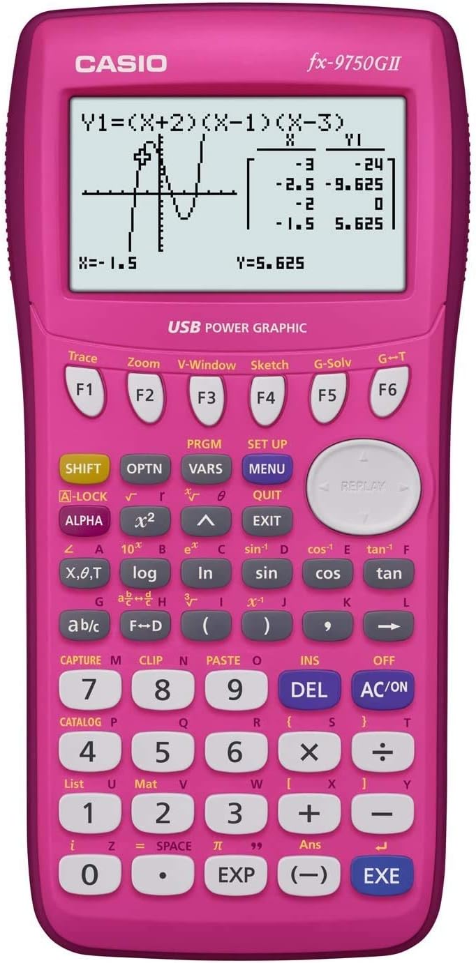 Casio fx-9750GII, Graphing Calculator, Pink (FX9750GII-PK)
