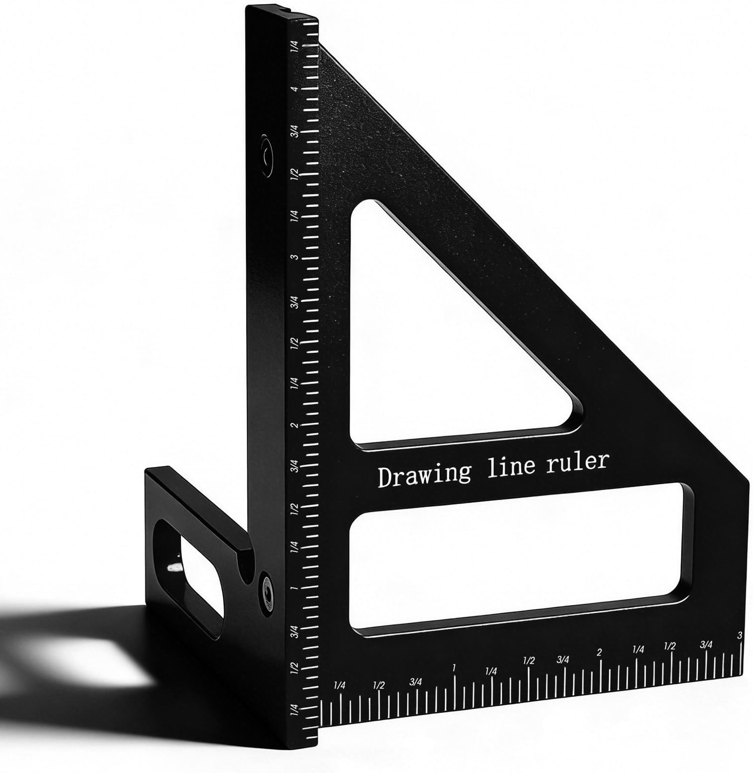 3D Multi-Angle Measuring Ruler, 45°/90° Metric Aluminum Alloy Miter Triangle Ruler High Precision Layout Scribing Tool for Woodworking, Drawing & Table Saw Accessories (Black)