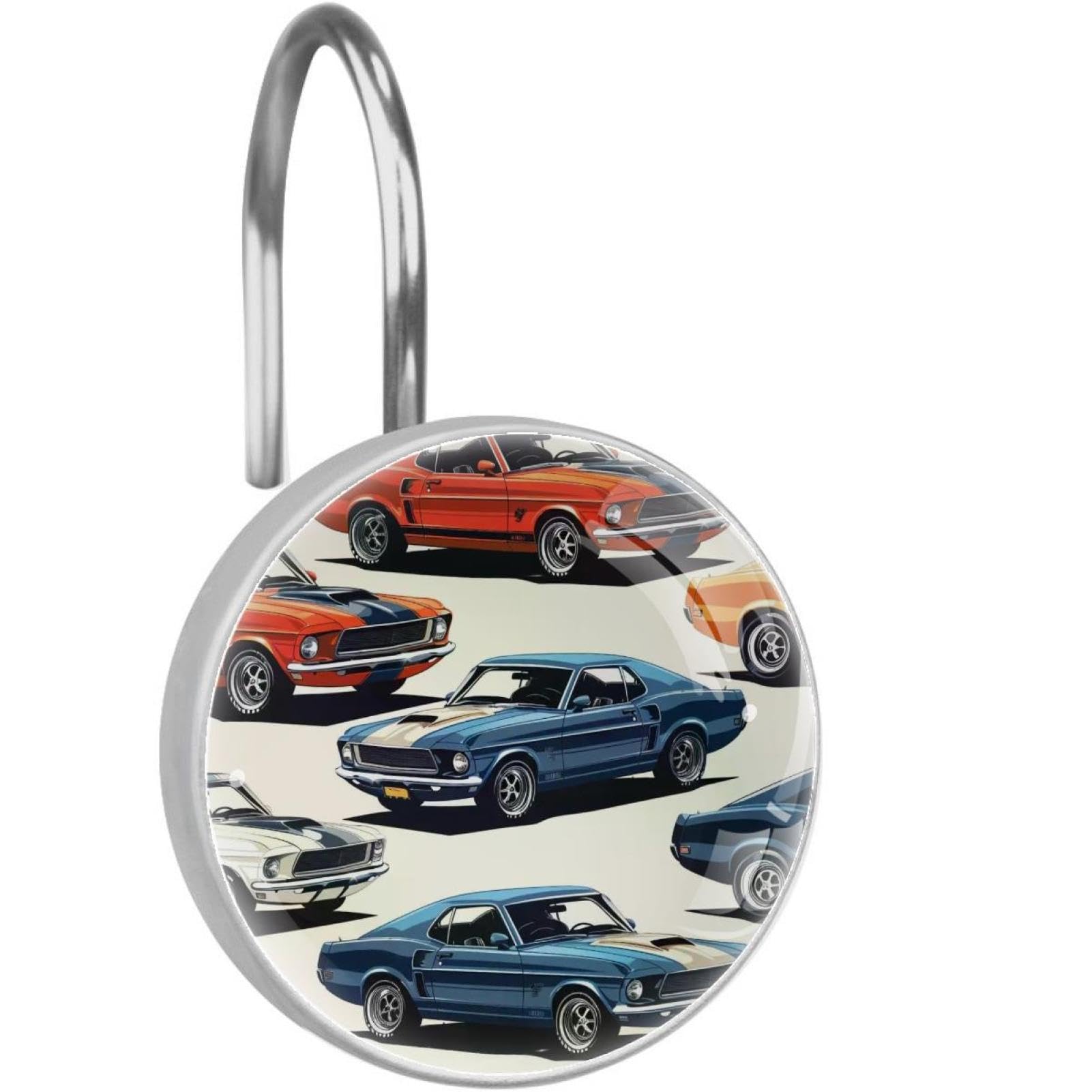 Ganchos para cortina de ducha de coches clásicos, decoración retro para baño y salón