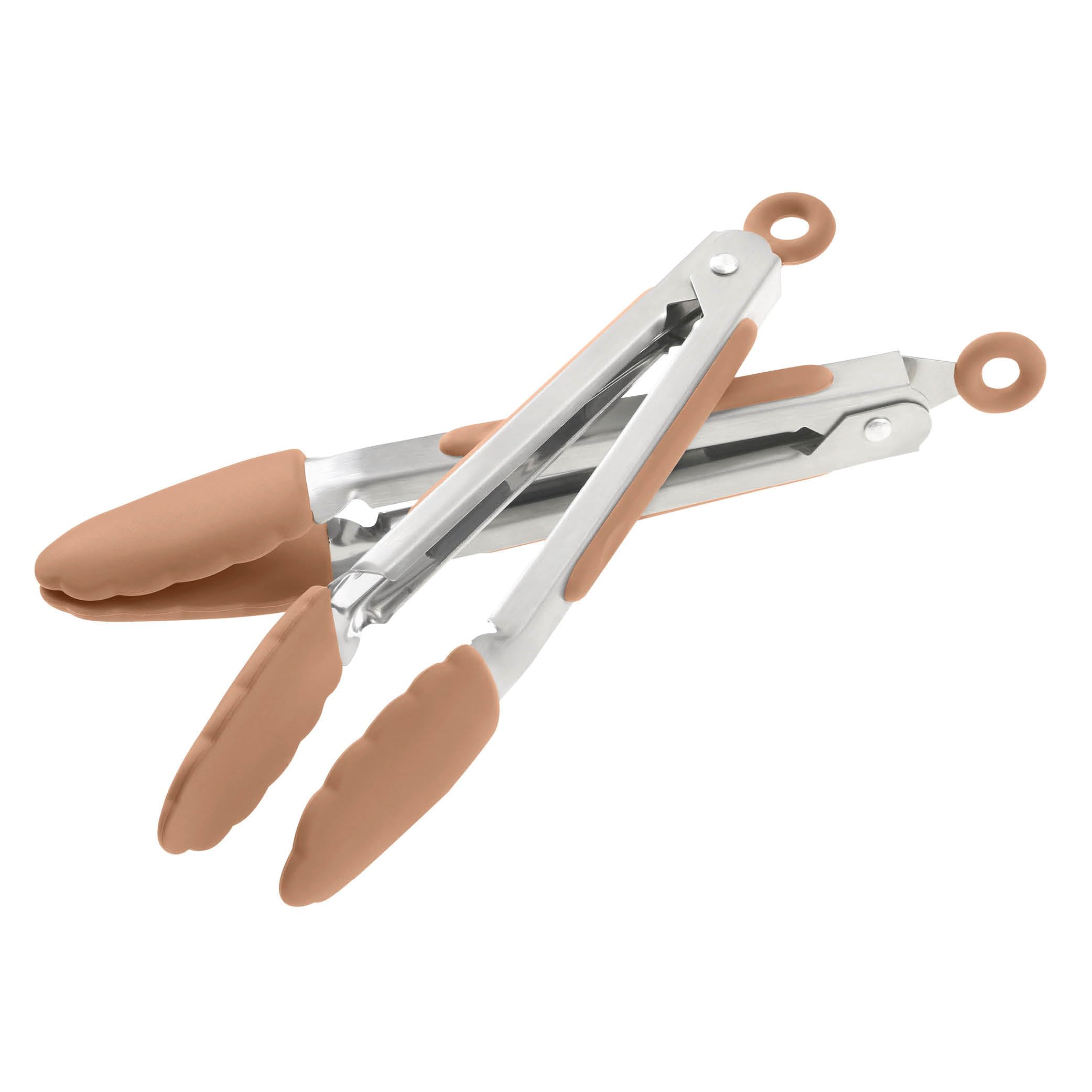 Wiltshire Mini Silicone Kitchen Tongs 18cm, Set of Two, Cooking & Serving Tongs, Salad & BBQ Tongs, Stainless Steel, Heat-Resistant Utensil, Non-Stick, Non-Scratch Tip, Mocha, 21x3.2x2.7cm