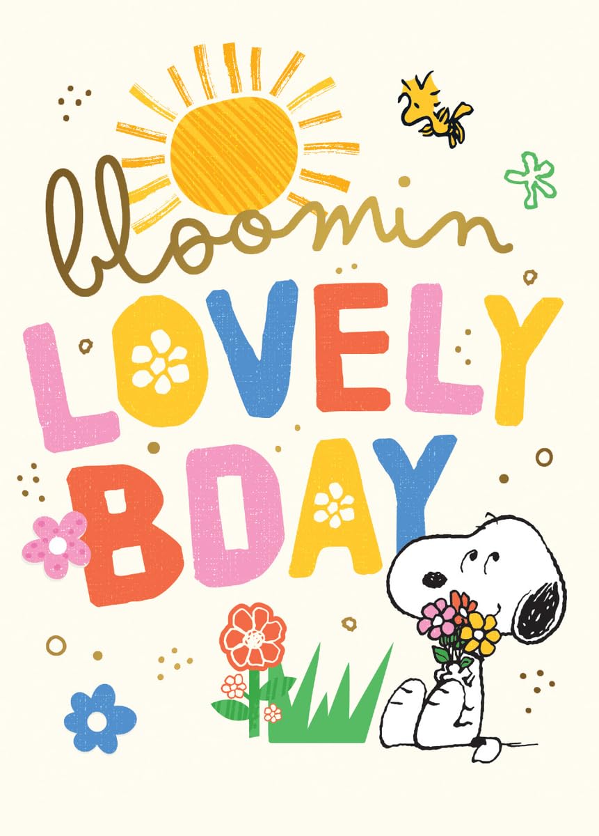 Peanuts Birthday Card, Blooming Lovely Birthday Card for Mum, Sister, Auntie, Cousin