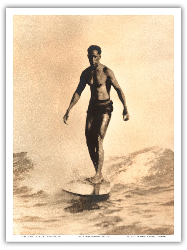 Amazon.com: Duke Kahanamoku - Hawaiian Surfing - Vintage B&W