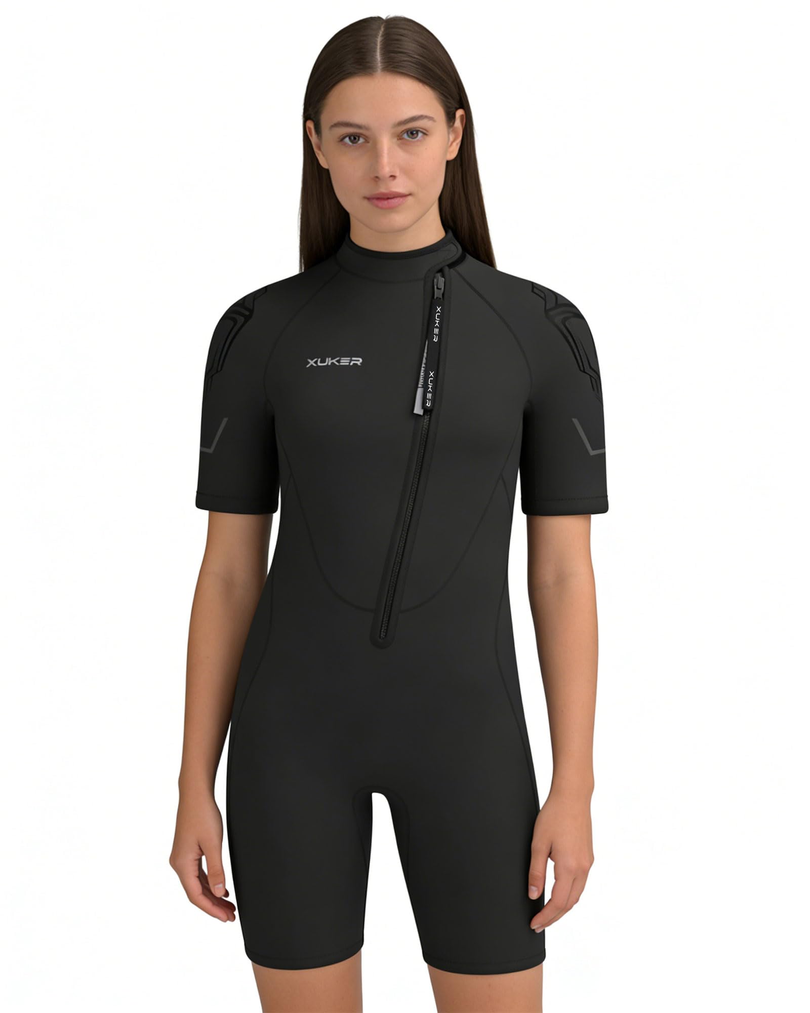 XUKER Mens Shorty Wetsuit Women, 3mm Diving Suit Front Zip Wetsuit Thermal Suit