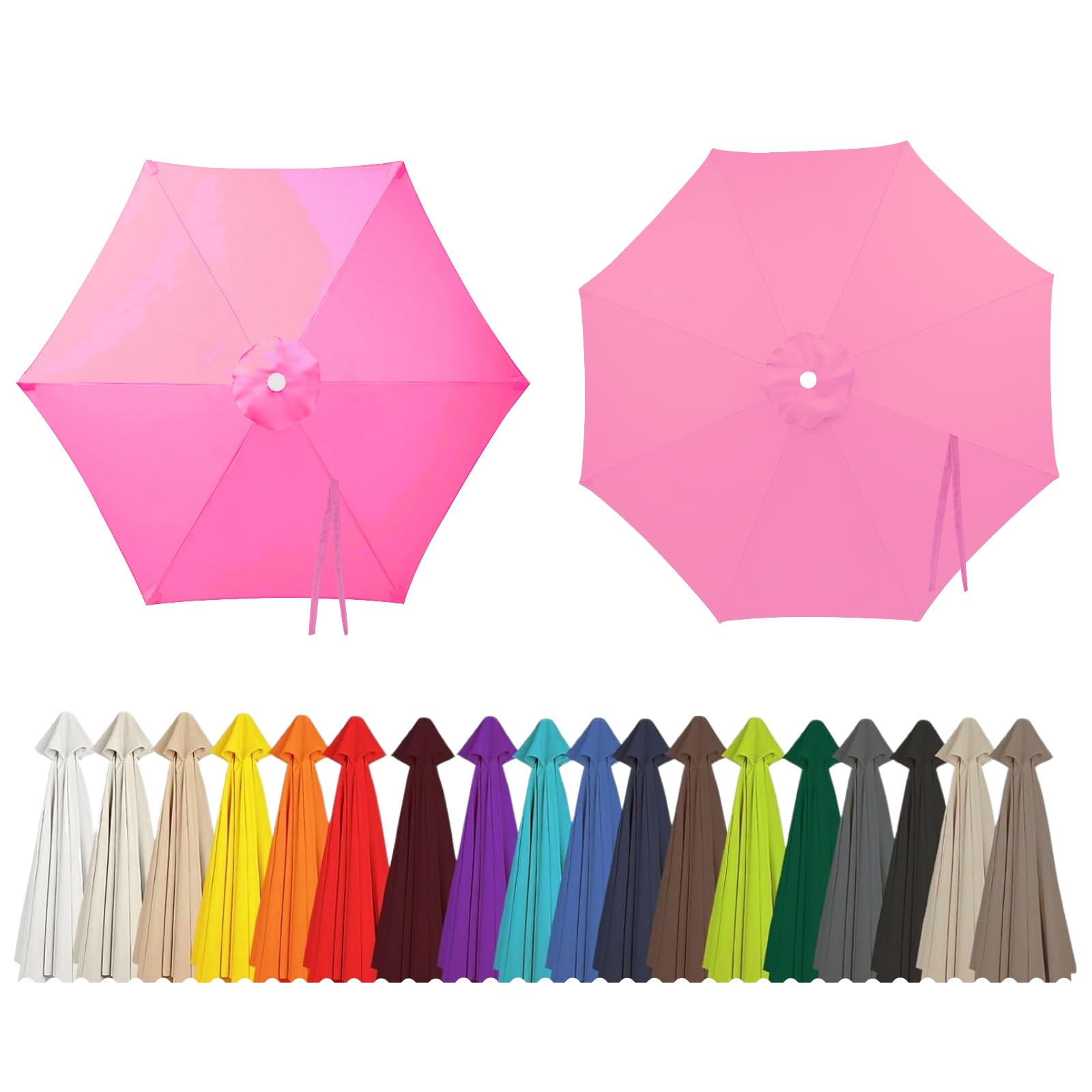 2m 2.5m 2.7m 3.0m 4.0m Replacement Parasol Canopy 6/8 Arms, UV30+ Waterproof Garden Umbrella Parasol Cover, Large Canopy Sun Beach Umbrellas for Garden Patio Pool(Pink,8-RIBS-6.6FT/2.0m)