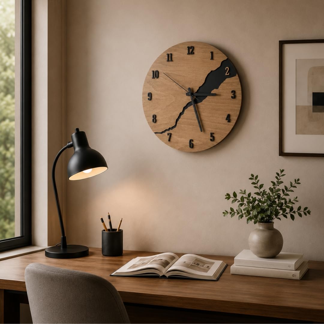 Reloj de Pared de Madera 30 cm – Reloj Silencioso Sin Tic TAC con Números – Reloj Moderno Decorativo para Salón Cocina Dormitorio y Oficina – Diseño Moderno
