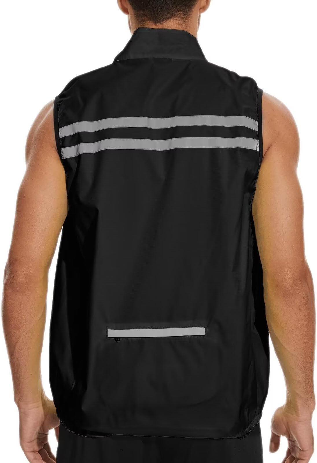 bpbttiMen's Hi-Viz Safety Running Cycling Vest Sleeveless Windbreaker vests- Windproof and Reflective