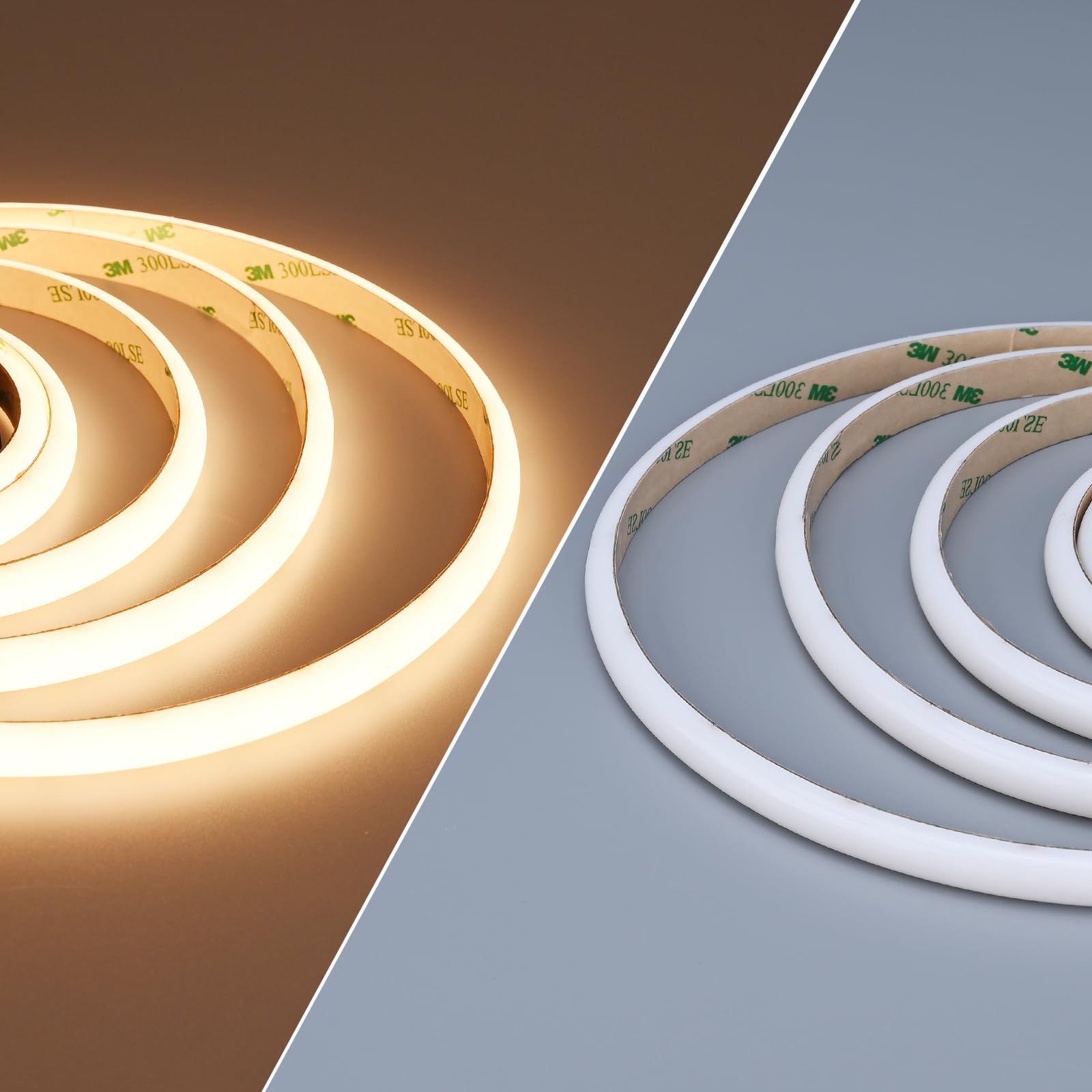 JOYLIT LED Streifen 24V 5M Wasserdicht Warmweiß 3000K CE, 3300LM/M Extra Hell 26W/M Dimmbar CRI 90+,COB Effekt Ohne Punkte 256LEDs/M, Unsichtbare LEDs, Flex Lichtband für Küche, Bad (Nur Licht)