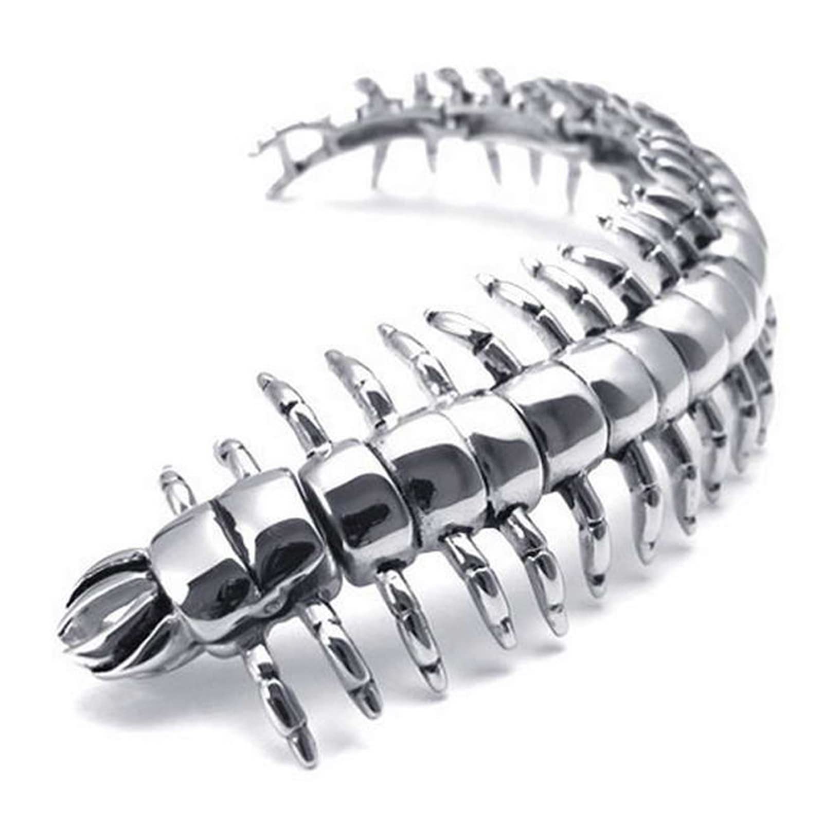Premium Armband für Männer in Edelstahl, Tausendfüßler Armbänder für Männer Tolles Geschenk für Männer, 22cm Länge, 32mm Breite, Silber