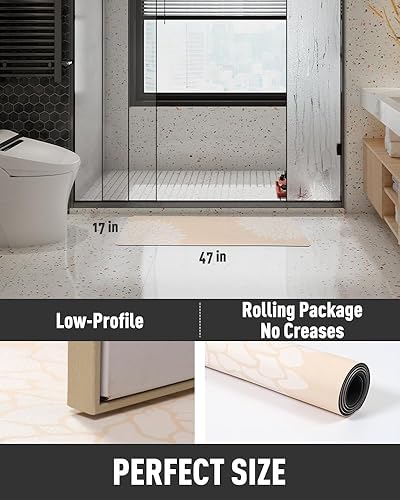 Miniatura 7 de Alfombra de baño sin manchas, antideslizante, súper absorbente, de secado rápido, tierra de diatomeas, alfombra de baño grande, 17 x 57 pulgadas