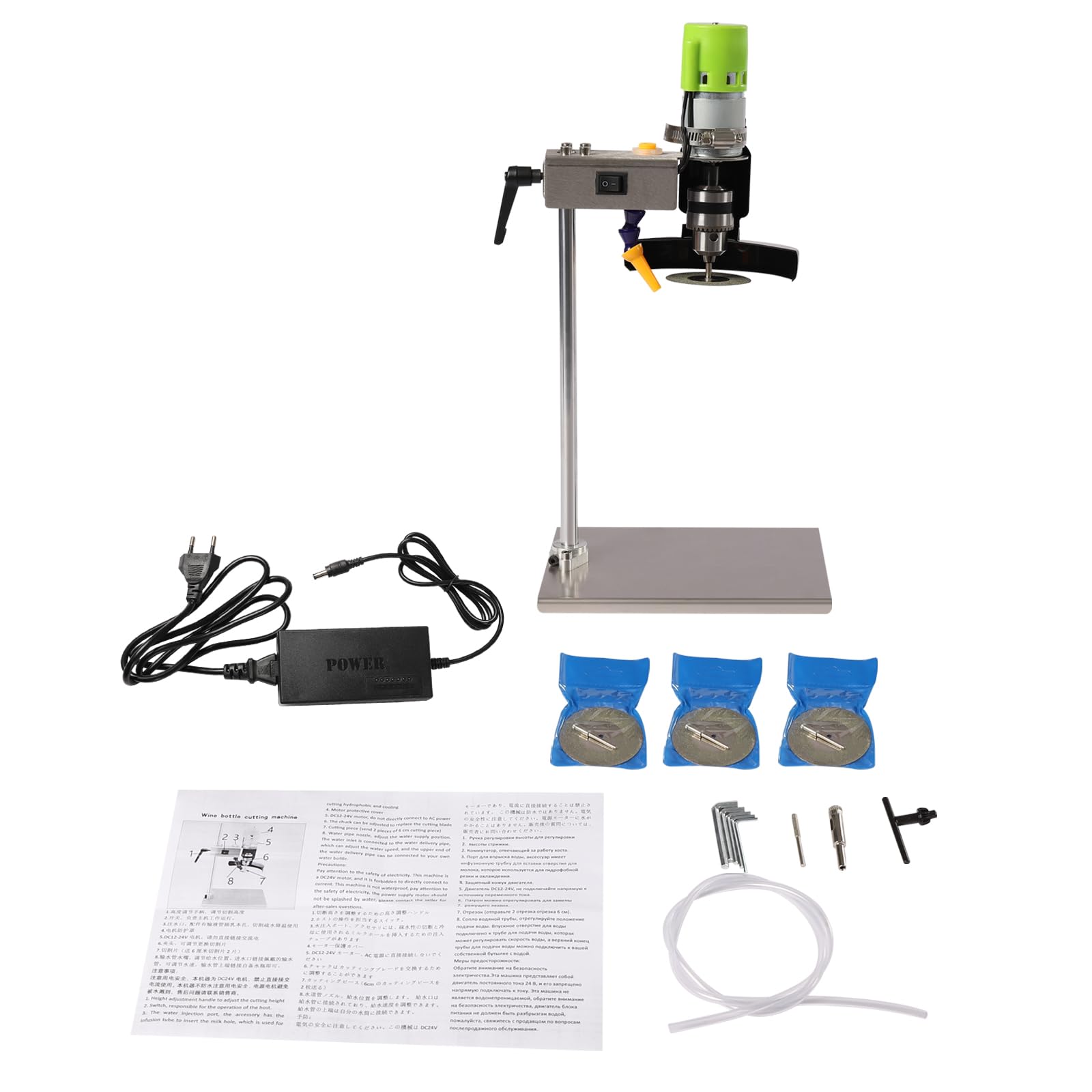 Macchina da taglio elettrica per bottiglie di vetro da 150W, tagliabottiglie elettrico per bottiglie di vetro, tagliavetro regolabile a velocità 6000 giri/min, utensile da taglio per bottiglie di vino