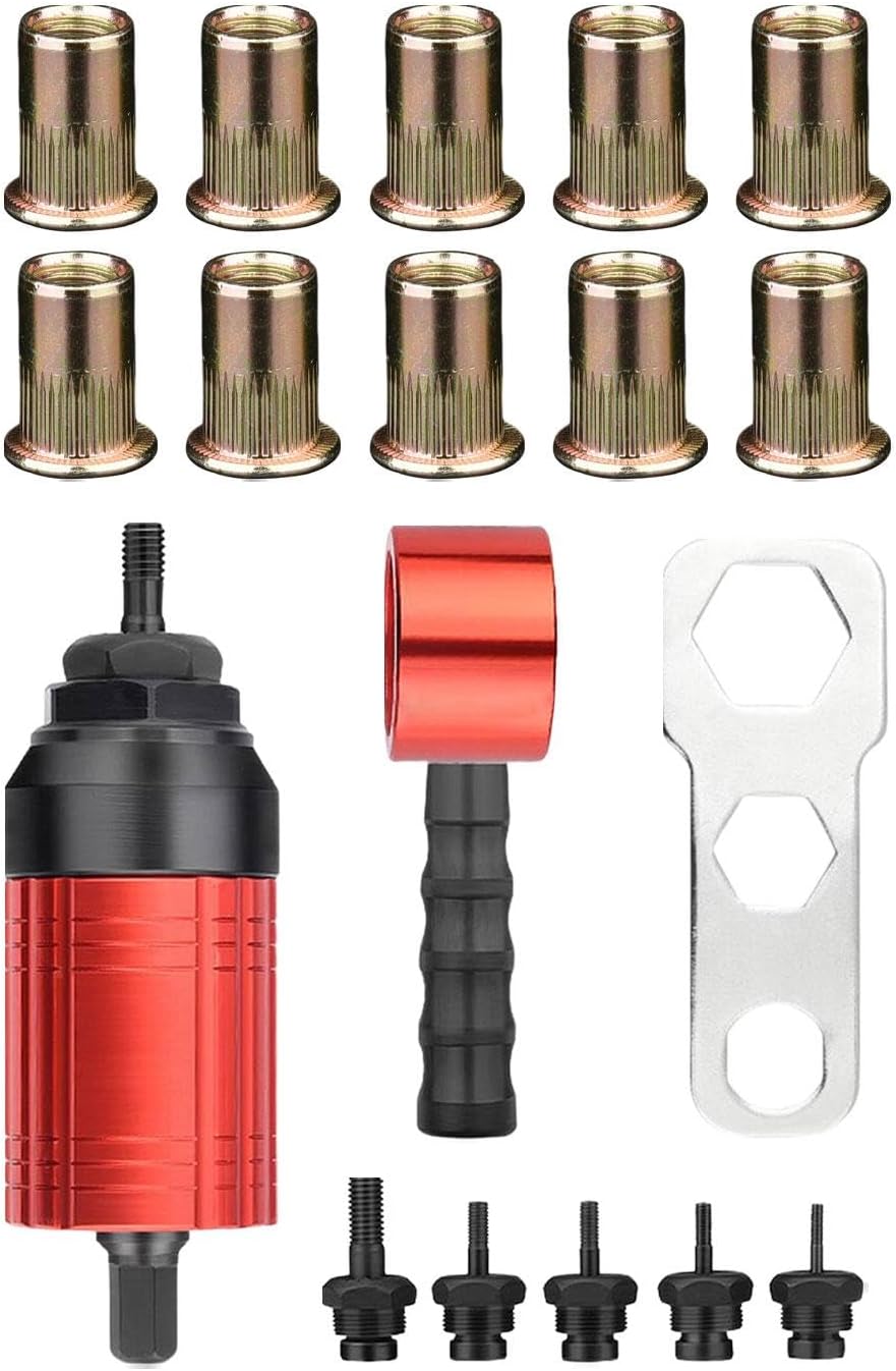 Rivet Nut Drill Adaptor Attachment Thread Insert Attachment Tool Heavy Duty Spare Parts Professional Nut Tool for Furniture Architecture, M12/142 (Color : M6)