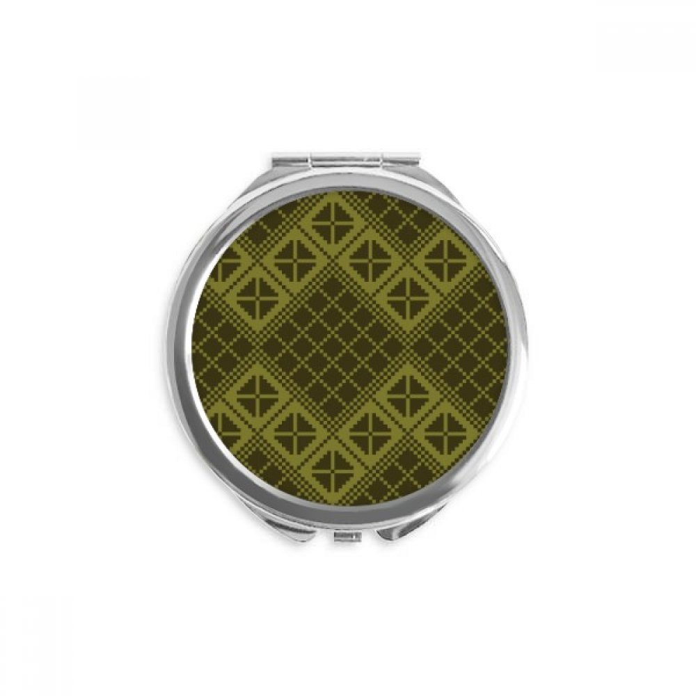 Espejo de bolsillo redondo portátil con patrón geométrico de triángulos verde 5