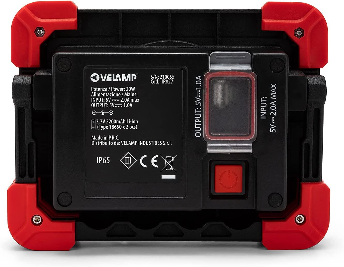 Velamp Sauron Projecteur rechargeable LED 20 W, rouge