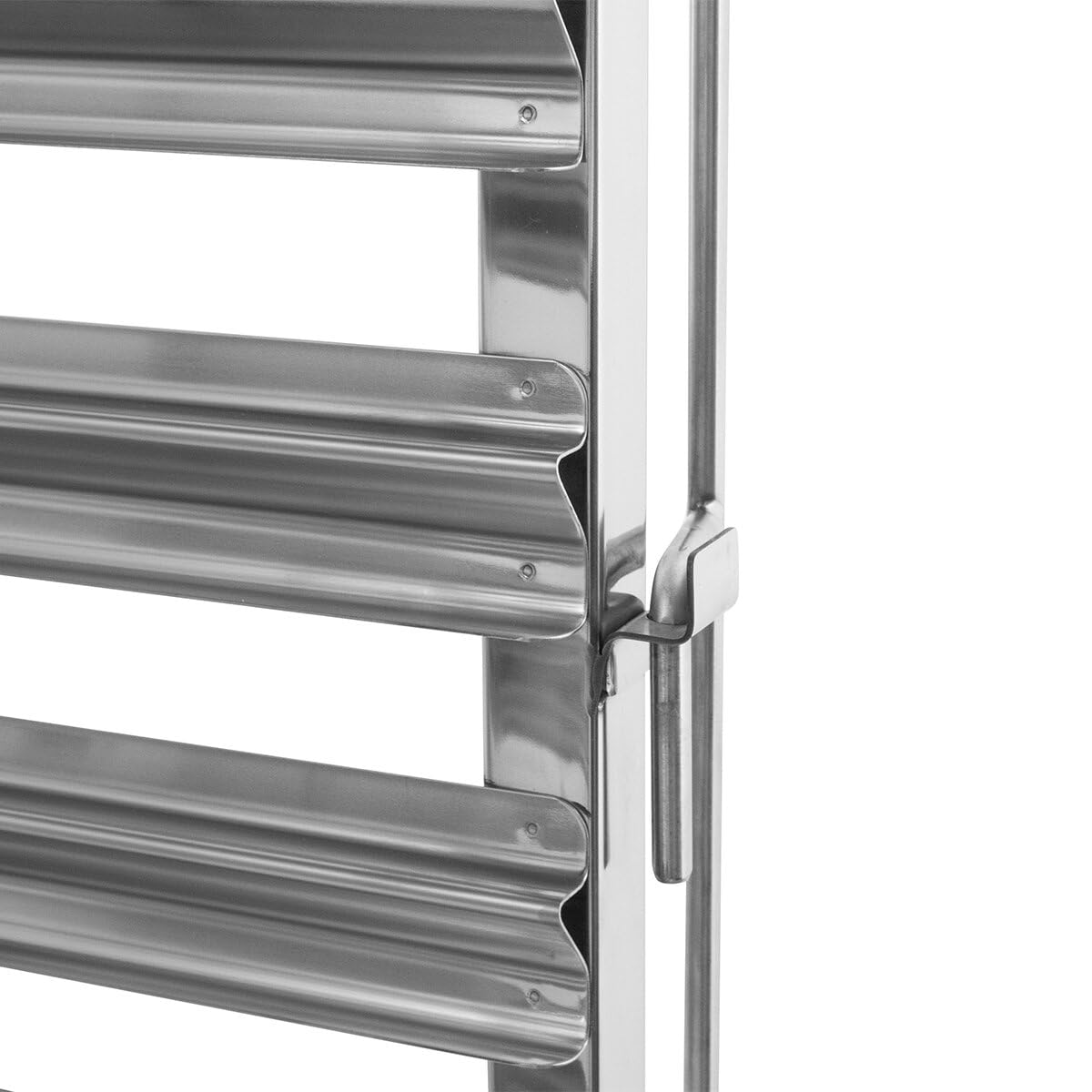 GastroHero Carrello per scaffali, carrello per vassoio, binari semplici, in acciaio inox LR-15MEN | Adatto per 15 x EN 40 x 60 cm, 15 ripiani da 30 kg ciascuno, capacità totale fino a 300 kg, 4 ruote, di cui 2 con freni