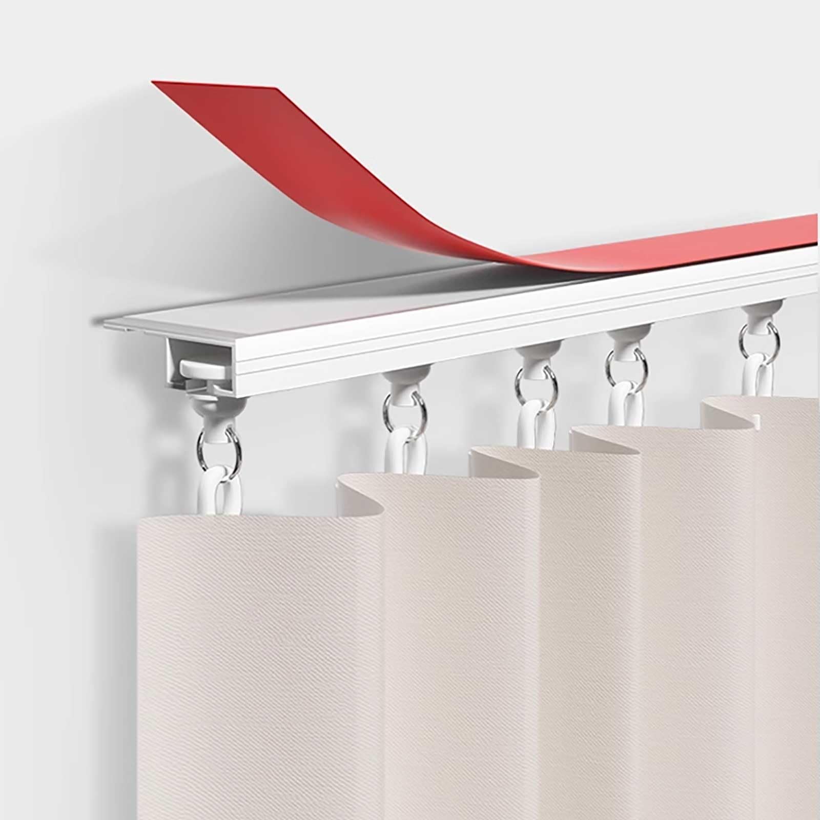 WQPMNYG SelfAdhesive Curtain Track – No Drill Aluminum Curtain Rod for Ceiling or Wall – Ideal for RV Shower Bay Window Room Divider – 3.8m (12.5ft) Easy Installation