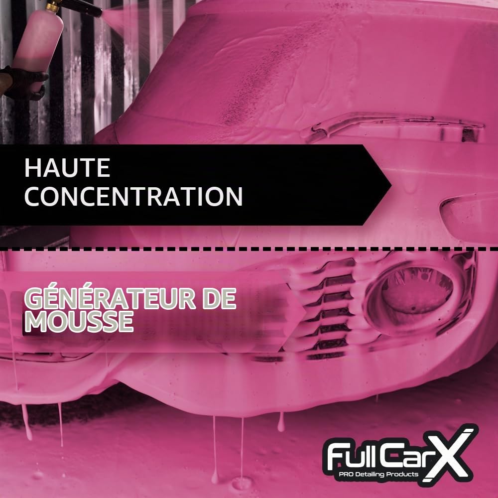 FULLCARX Cherry Foam 5 Litres Shampoing Rose Mousse Active Voiture, Haute Concentration, Encapsule Saleté, Pouvoir Moussant Élevé Snow, Savon Nettoyant Lavage Produit Nettoyage Detailing Professionnel