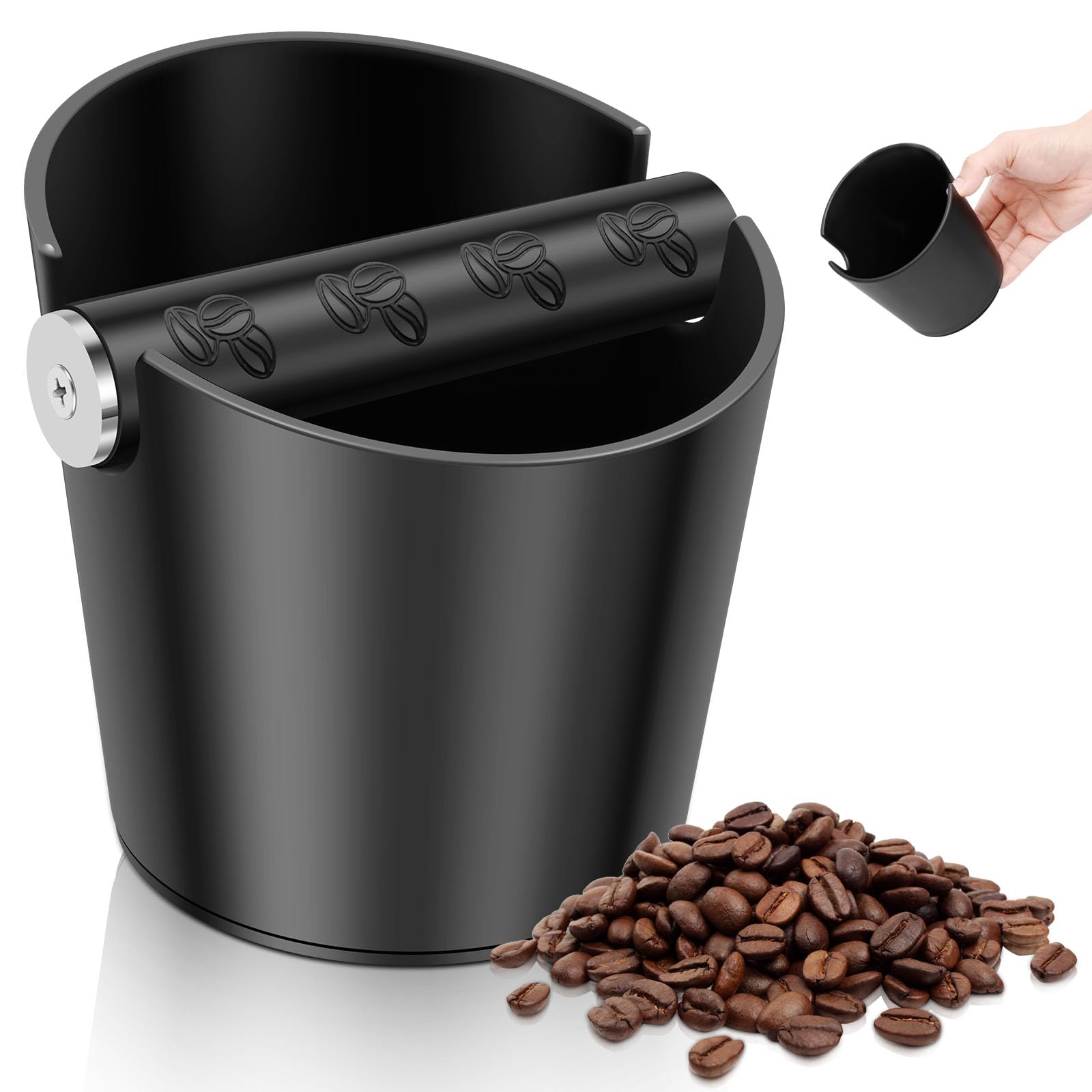Zhjiutak Black Coffee Knock Box, Espresso Knock Box Coffee Bin With Removable Bar Coffees Machine Accessories Dishwasher Safe For Home Office Espresso Machine