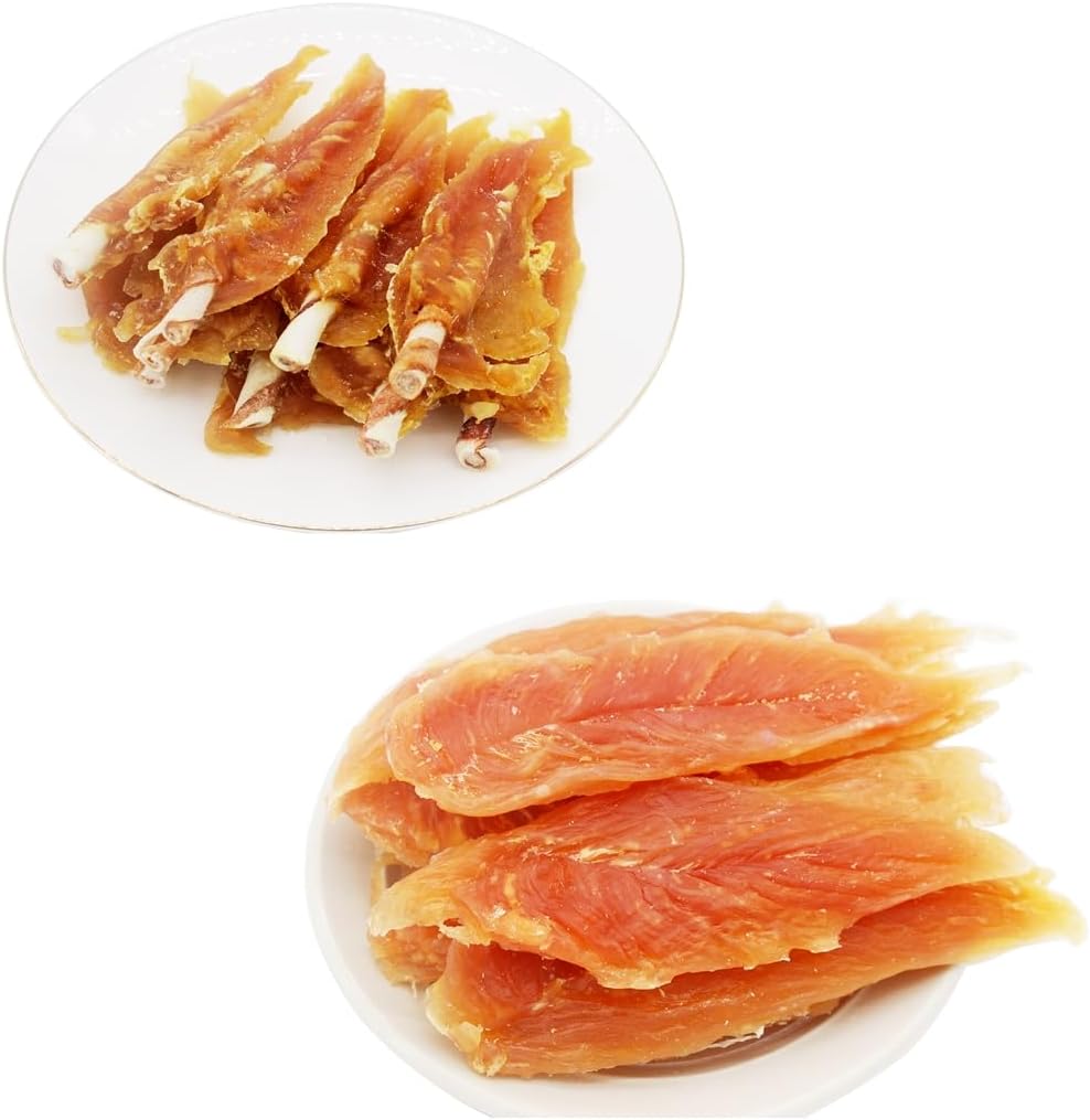 Chicken Jerky for Dogs Treats Training Snacks Dog Chew Treats and Chicken Jerky with Twist Rawhide Sticks
