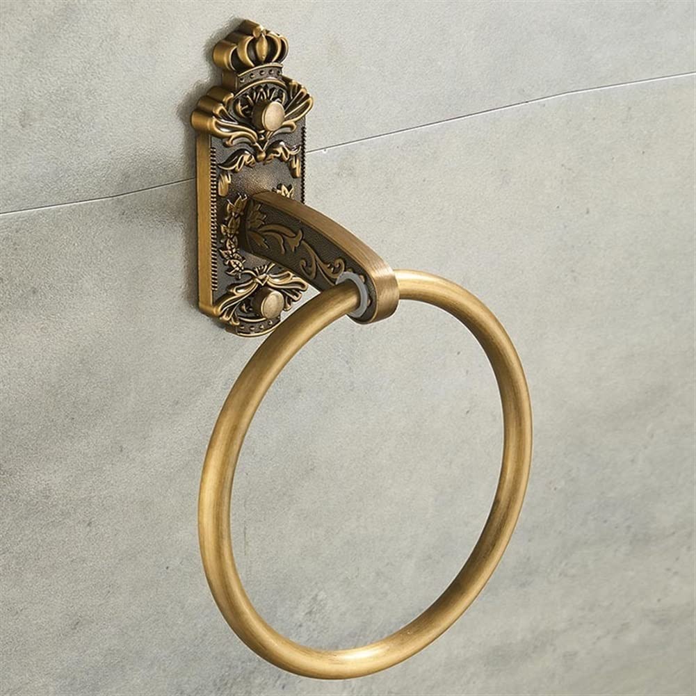 Toalleros antiguos montados en la pared, toallero retro, toallero de baño, toallero de mano de baño, toallero sin clavos, accesorios de baño clásicos de bronce antiguo, toallero de baño (Color : B) (