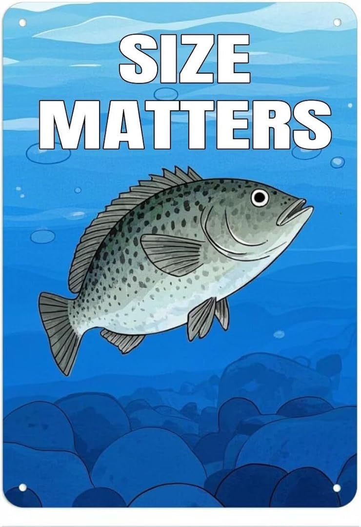 Size Matters Vintage Tin Signs Wall Art Decor Plaque for Cafe Farm Fishing Garage Garden Yard 8 x 12 Inch